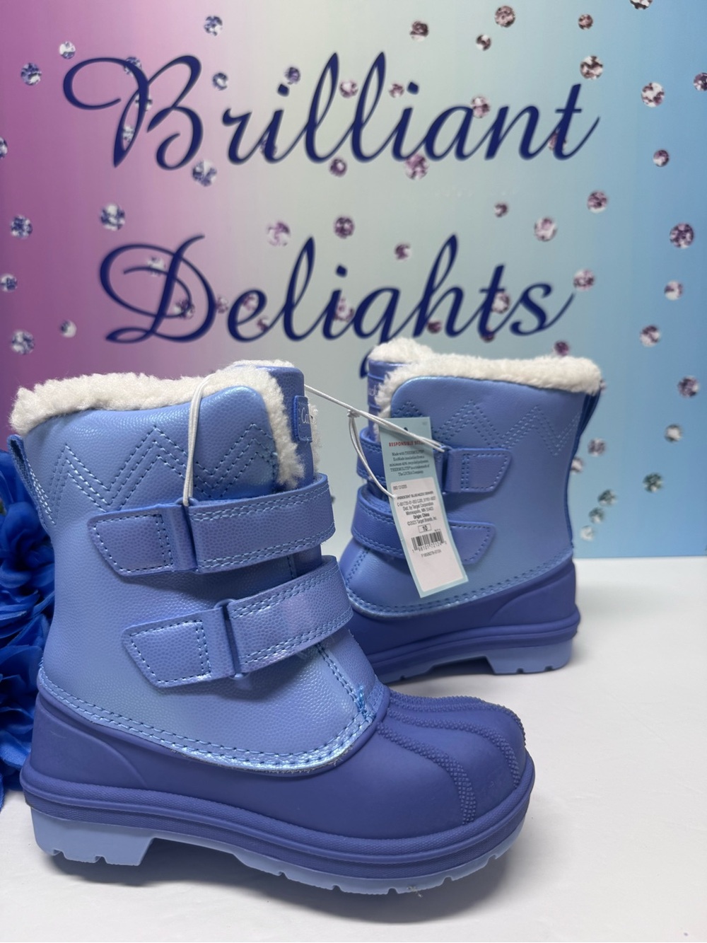 ❄️NIB BLUE IRIDESCENT SNOW BOOTS - Picture 6 of 14